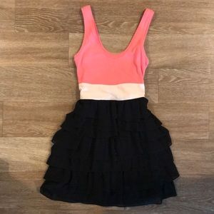 Express pink, cream and black party dress.